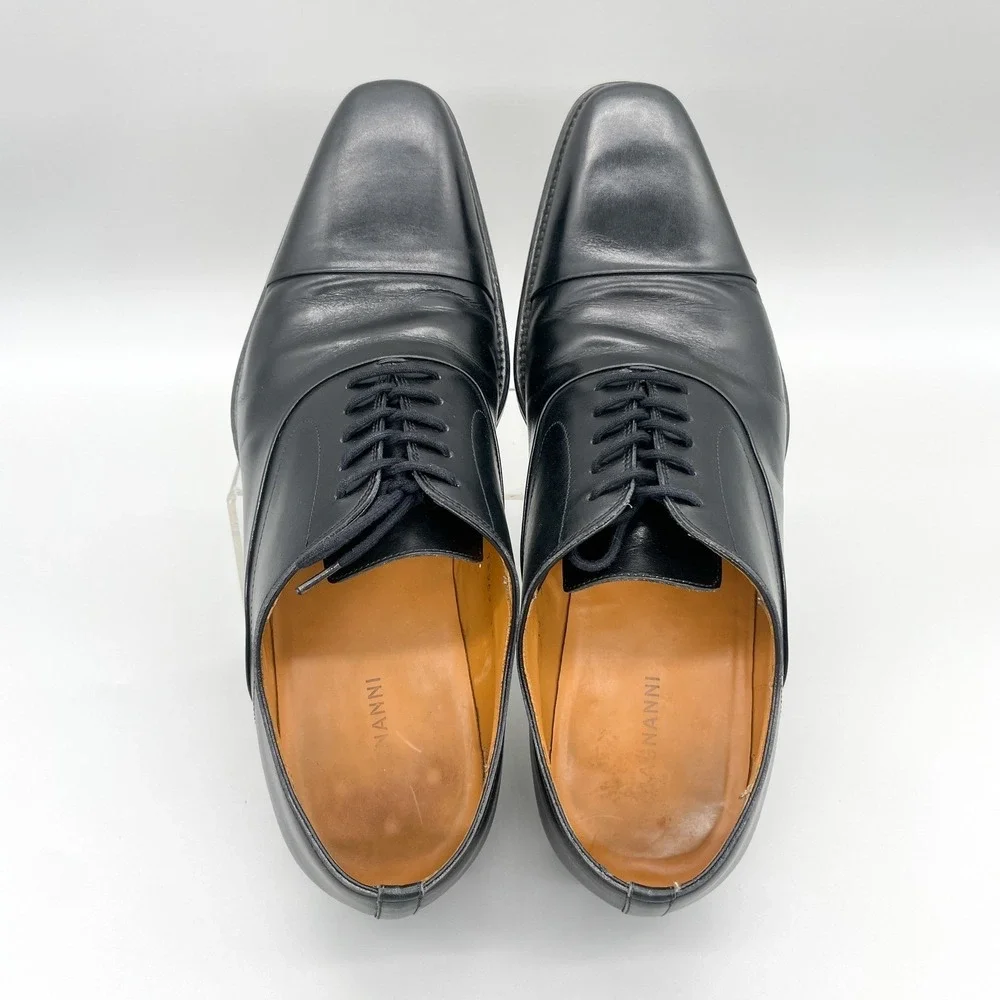 Magnanni Mens 10M Vista Cap Toe Oxford Black Leather Dress Shoes Derby Office